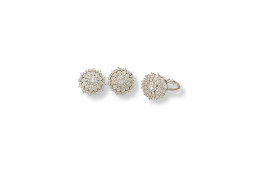 Halo Zirconia Stud Ring Duo