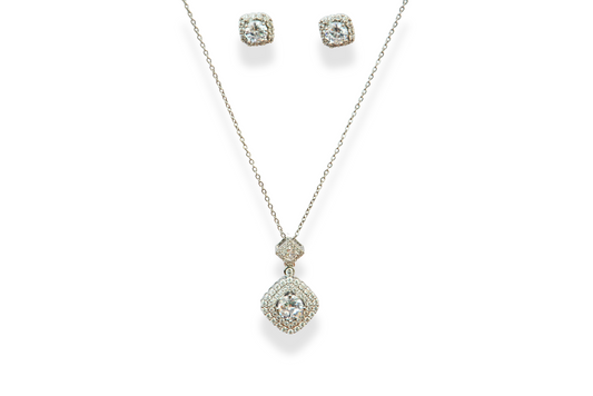 Matrix Silver Zircon Pendant Set
