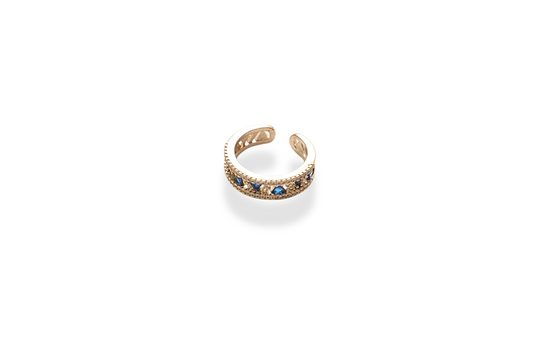 Blue Silver Band Ring Adjustable