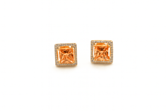 Square Gem Stud Earrings