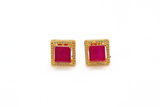 Square Gem Stud Earrings