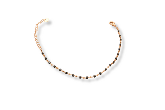 Dainty Black Golden Anklet