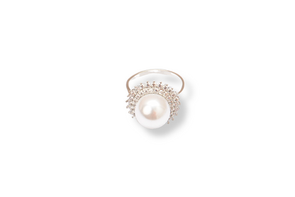 Elegant Pearl Silver-Plated Ring