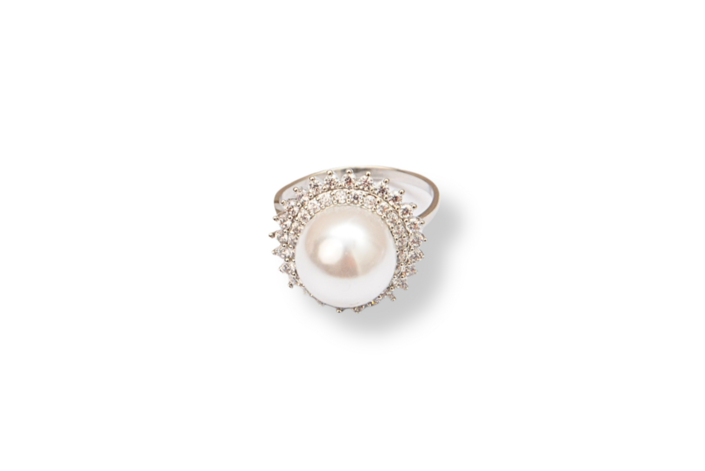 Elegant Pearl Silver-Plated Ring