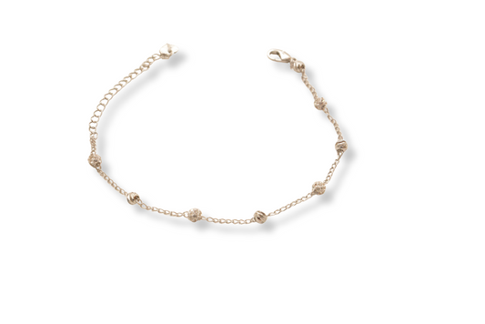 Silver Zirconia Beaded Anklet