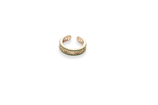 Lustrous Green Zirconia Silver Band Ring