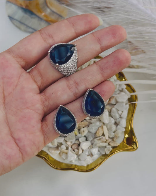 Blue Ocean Ear Studs Duo Set