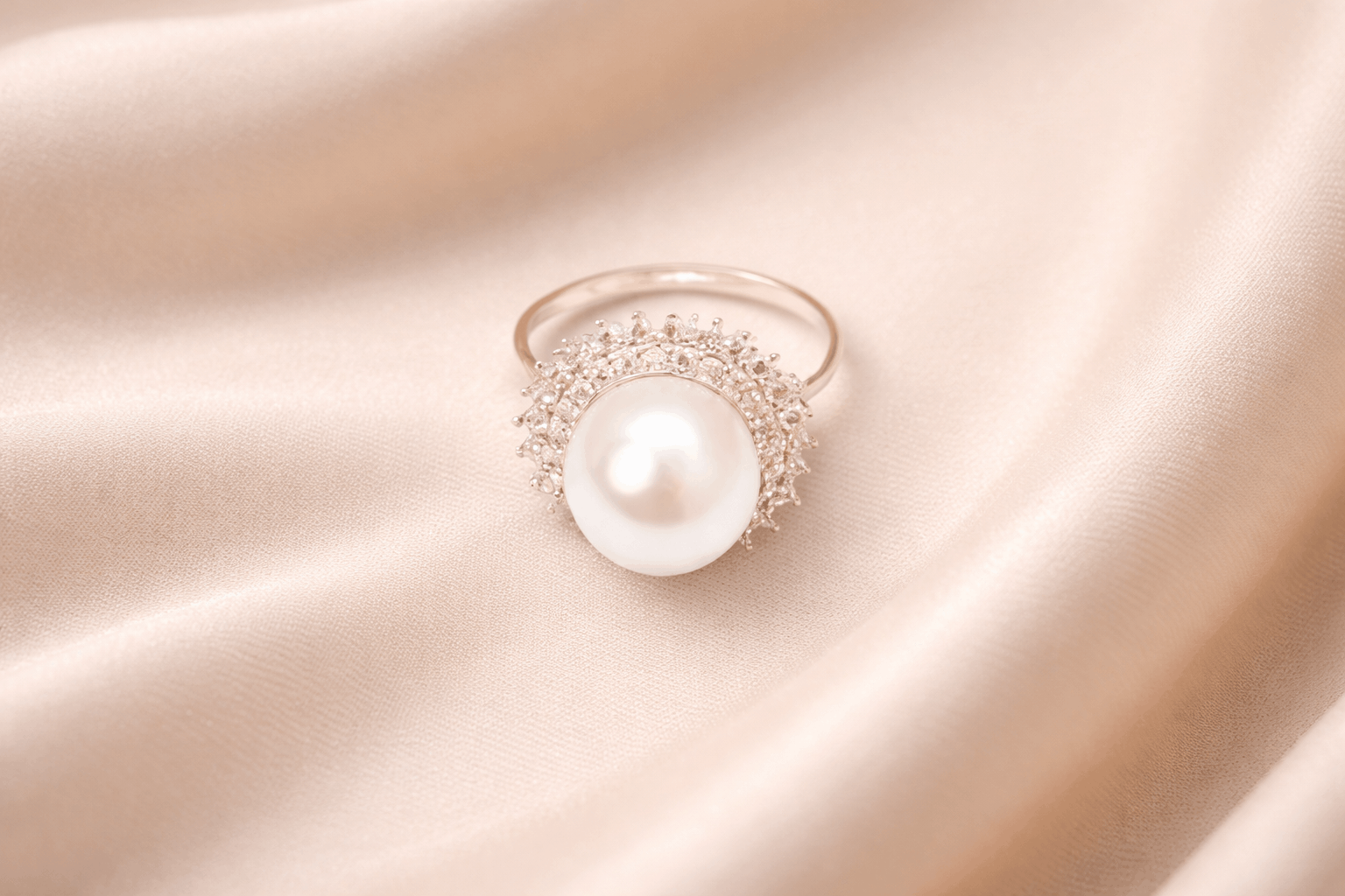 elegant pearl silver plated ring