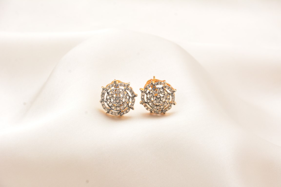 two tone gold style stud earrings