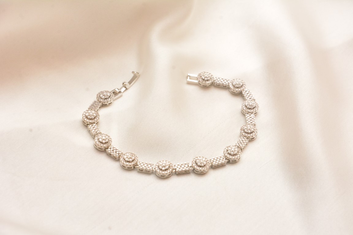 premium zirconia silver bracelet